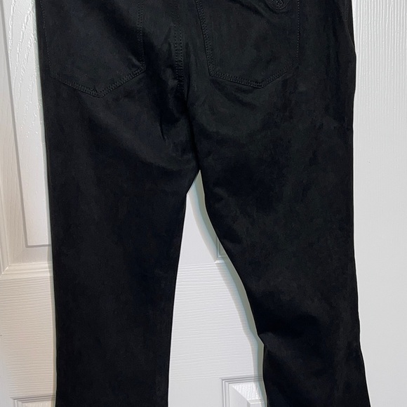 🖤 NWT! Stretch Faux Black Suede Triangle Hem Pants - Picture 9 of 9
